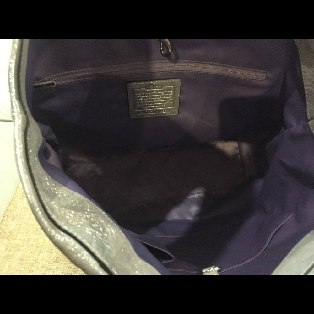 Coach tote with purple and yellow circles